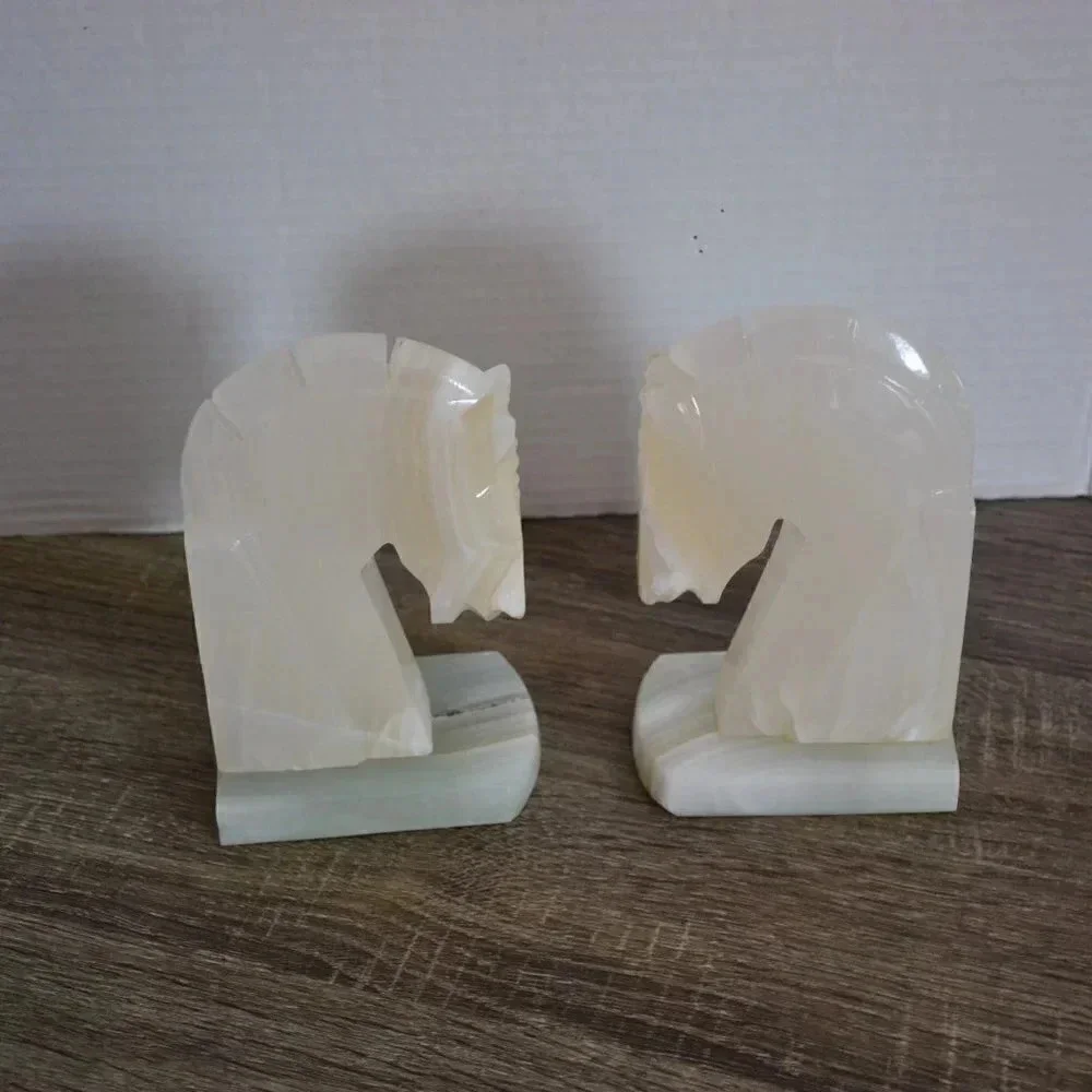 Vtg  Onyx Horse Head Book Ends - Picture 5 of 9